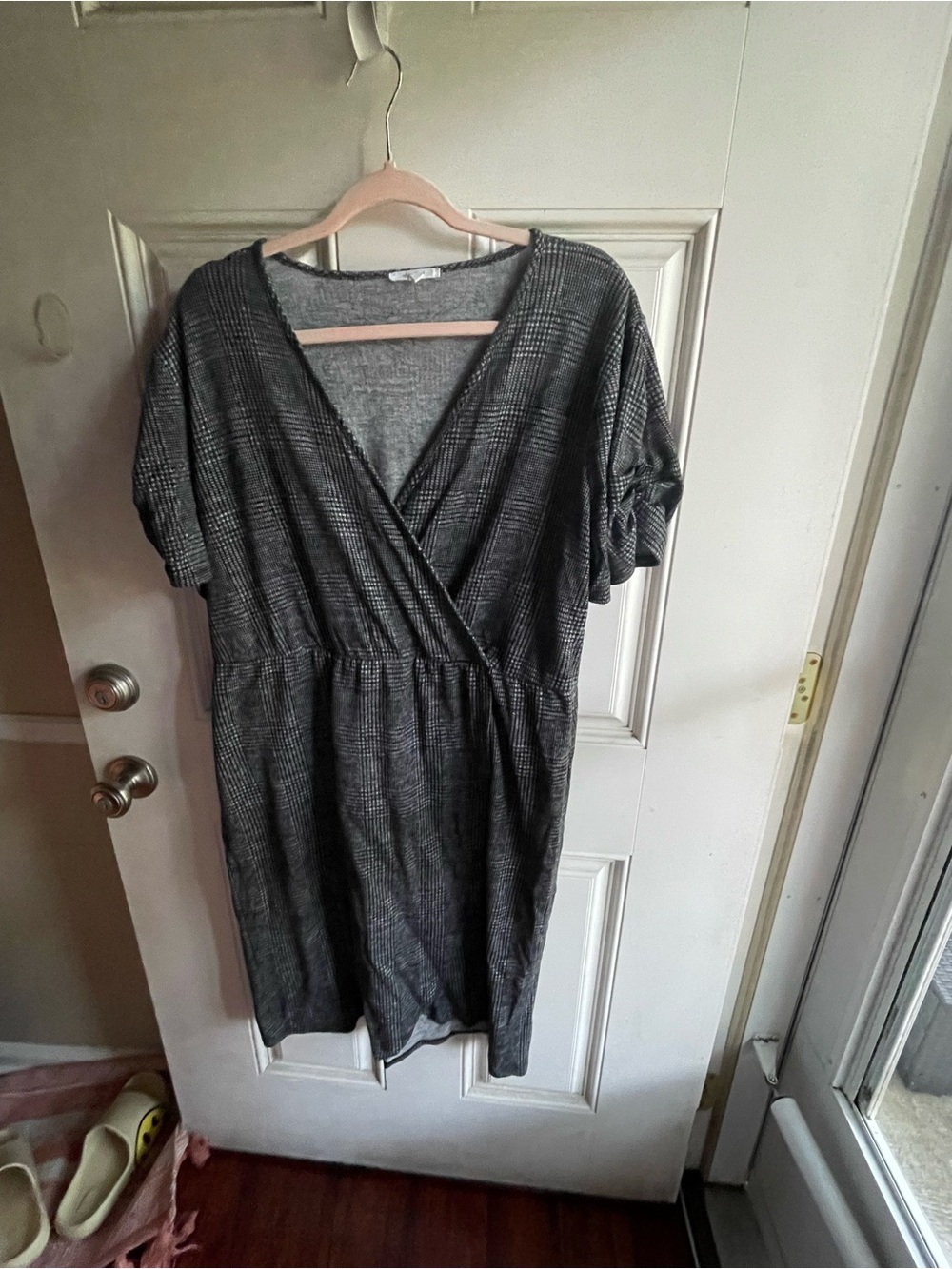 Maurices Gray Plaid Midi Wrap Dress